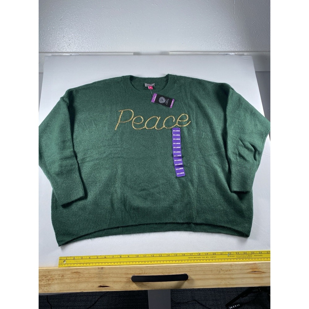 Vince Camuto Green Peace Beaded Holiday Sweater XXL SC1195 NEW